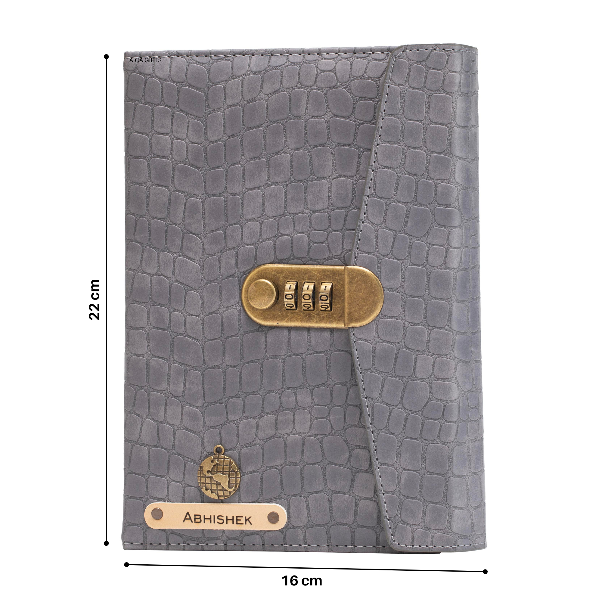 Personalized Lock Diary – A5 Size 230 Pages (Grey)