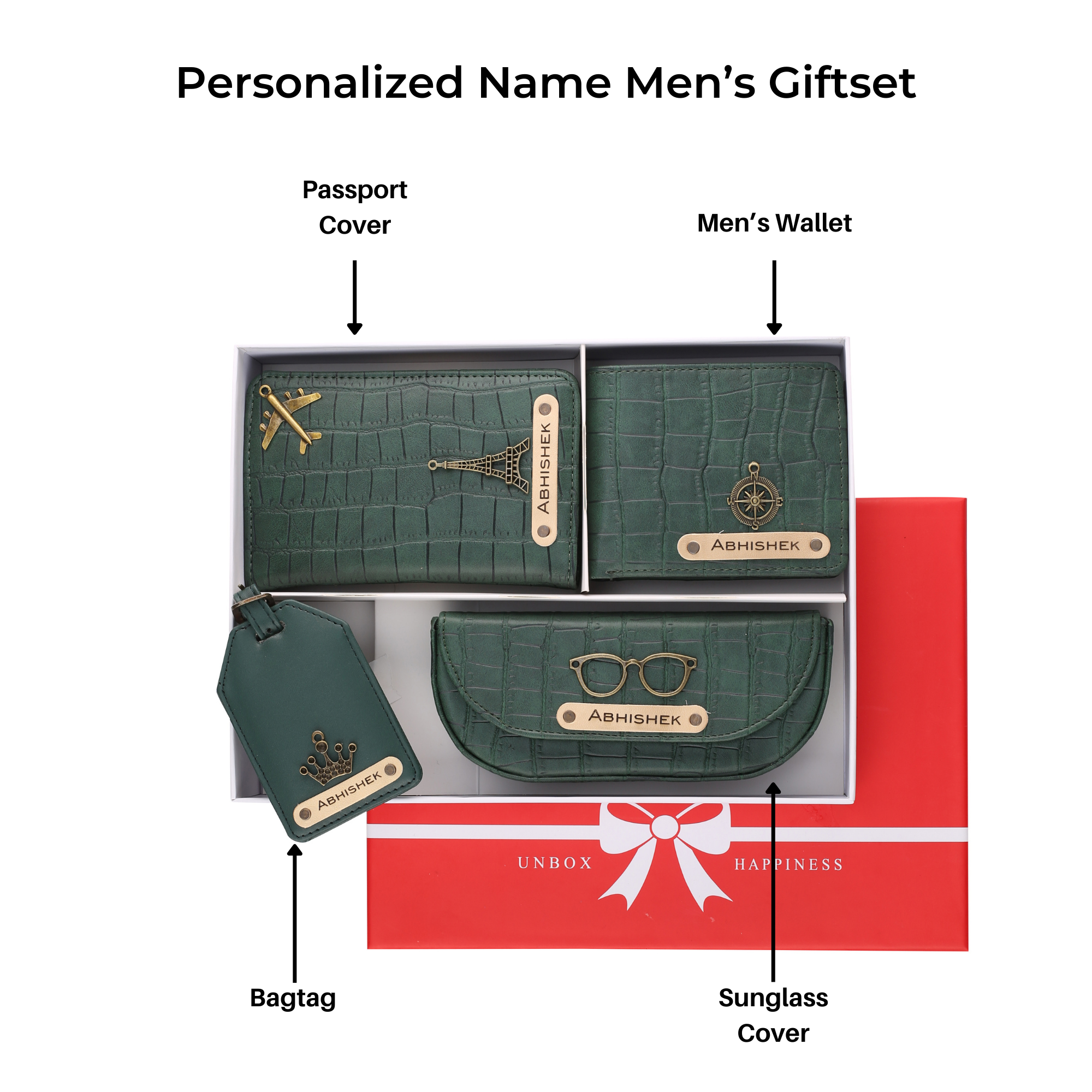 Personalized Self-Textured Mens GiftSet (DarkGreen)