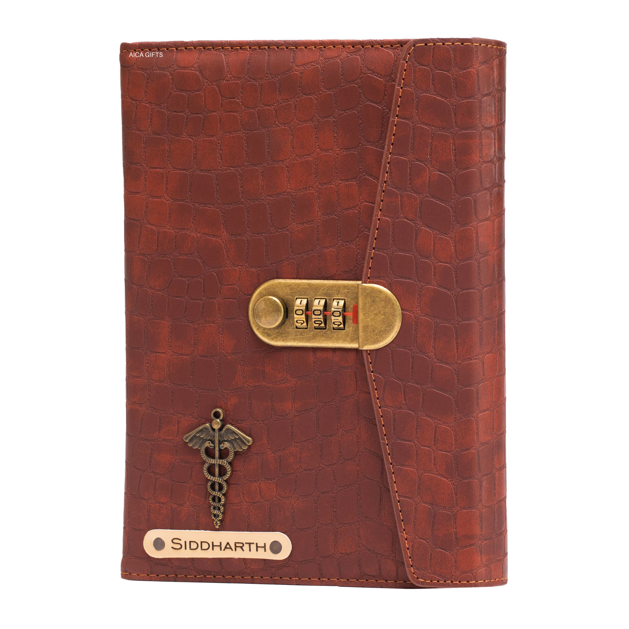 Personalized Lock Diary – A5 Size 230 Pages  - TanBrown