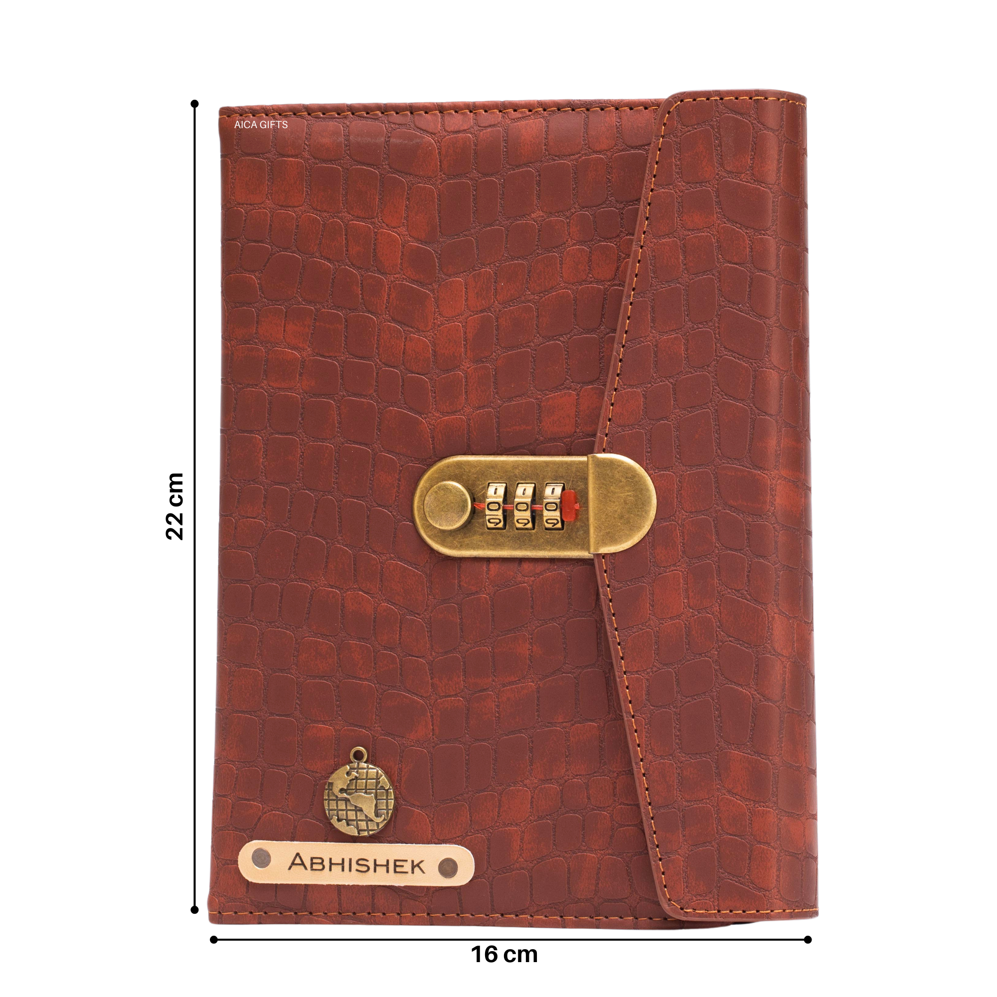 Personalized Lock Diary – A5 Size 230 Pages  - TanBrown