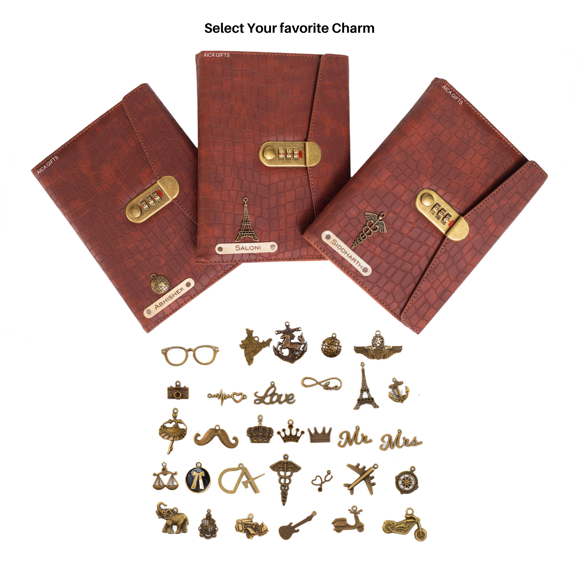 Personalized Lock Diary – A5 Size 230 Pages  - TanBrown