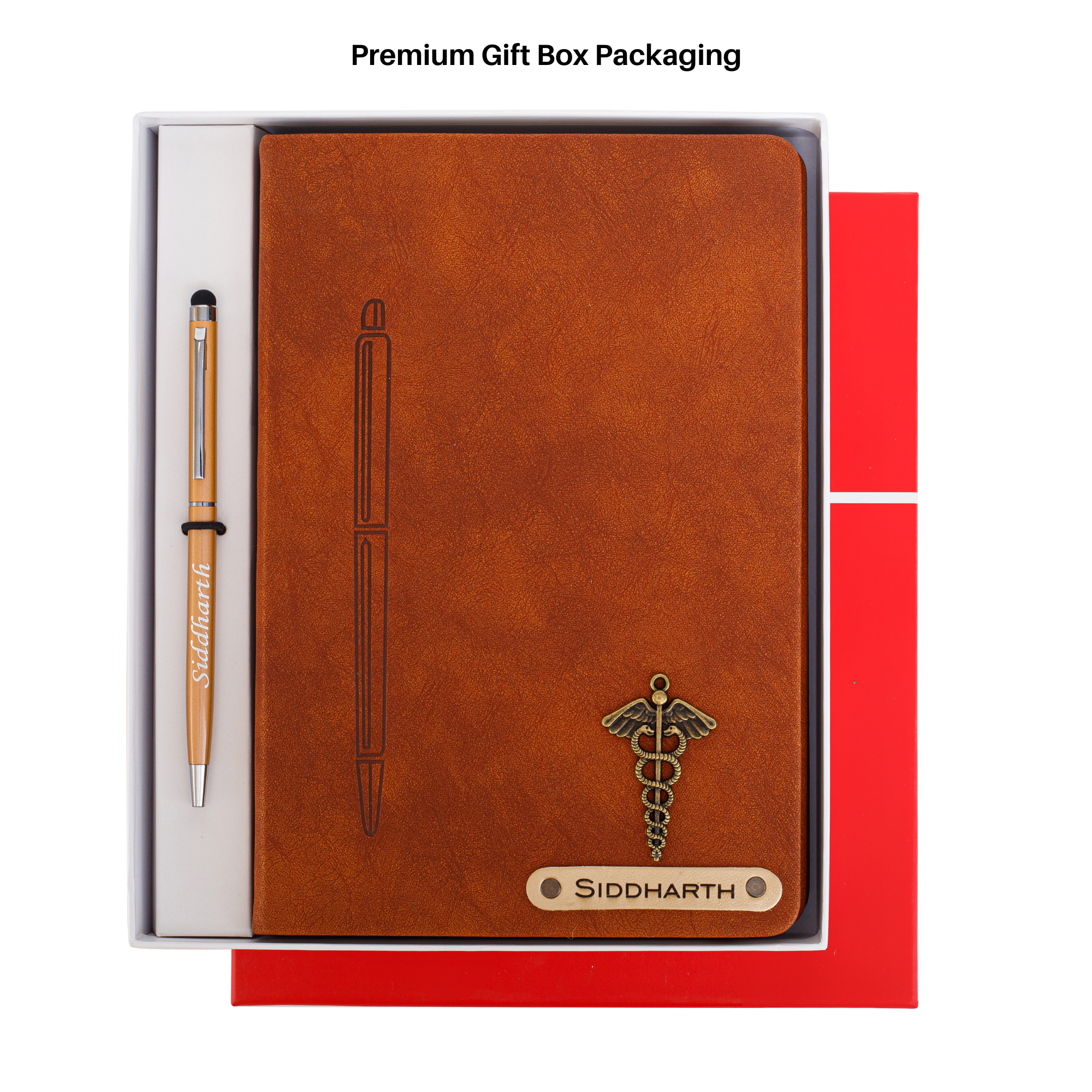 Personalized Magnetic Pen Stick Diary -A5 Size 180 Pages (Tan Brown)