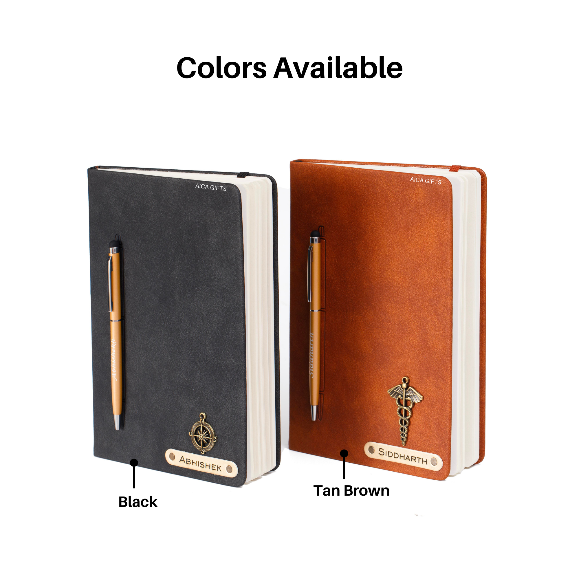 Personalized Magnetic Pen Stick Diary -A5 Size 180 Pages (Tan Brown)