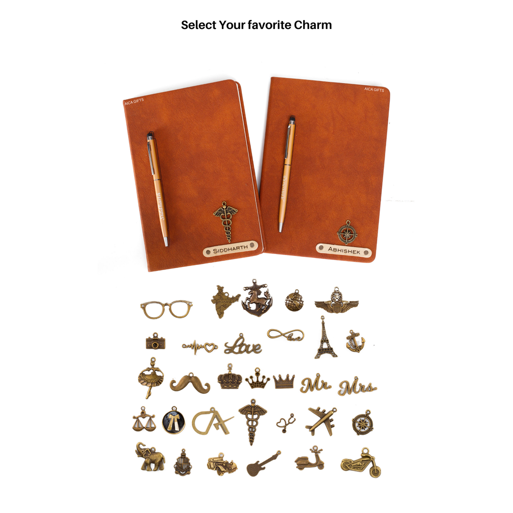 Personalized Magnetic Pen Stick Diary -A5 Size 180 Pages (Tan Brown)