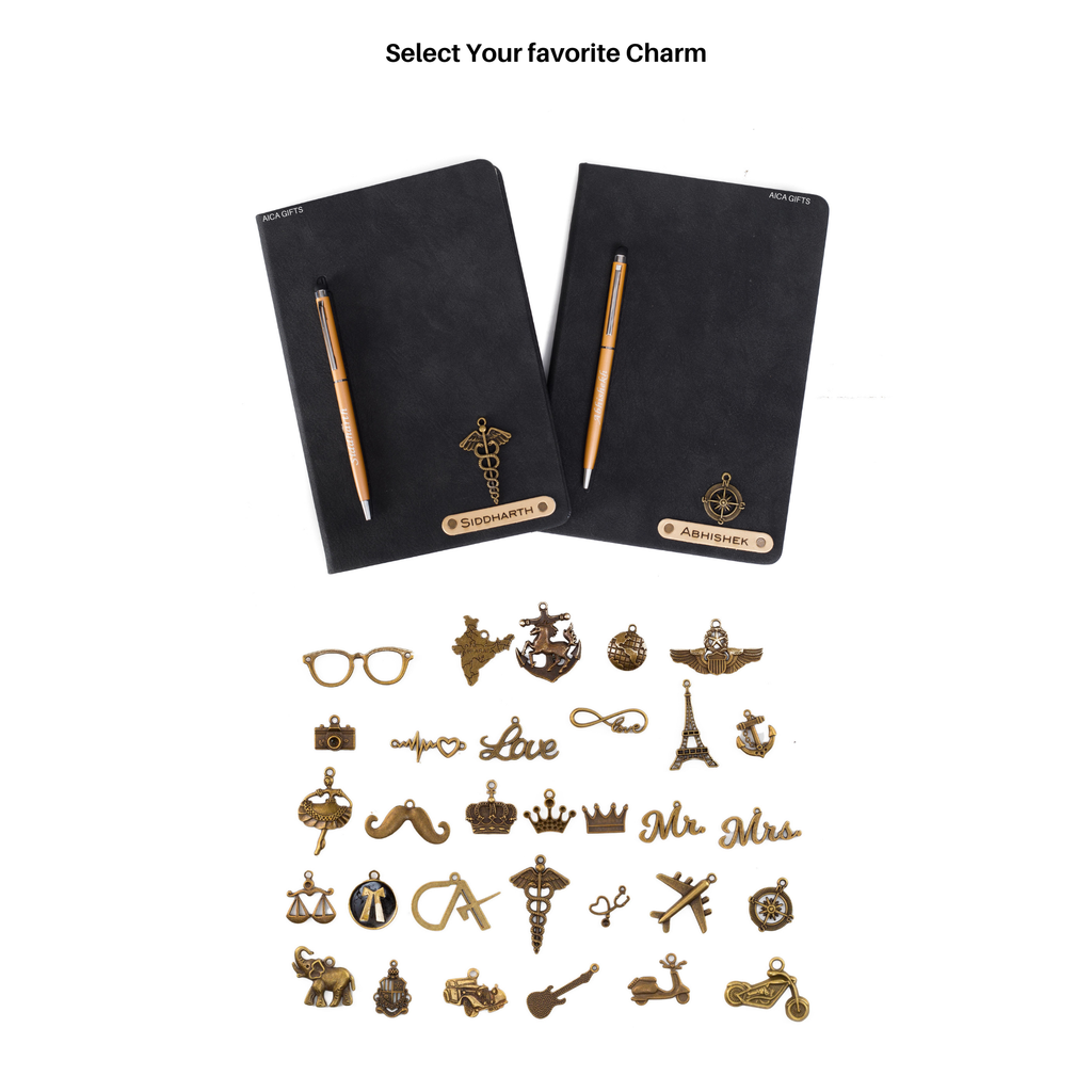 Personalized Magnetic Pen Stick Diary -A5 Size 180 Pages  (Black)