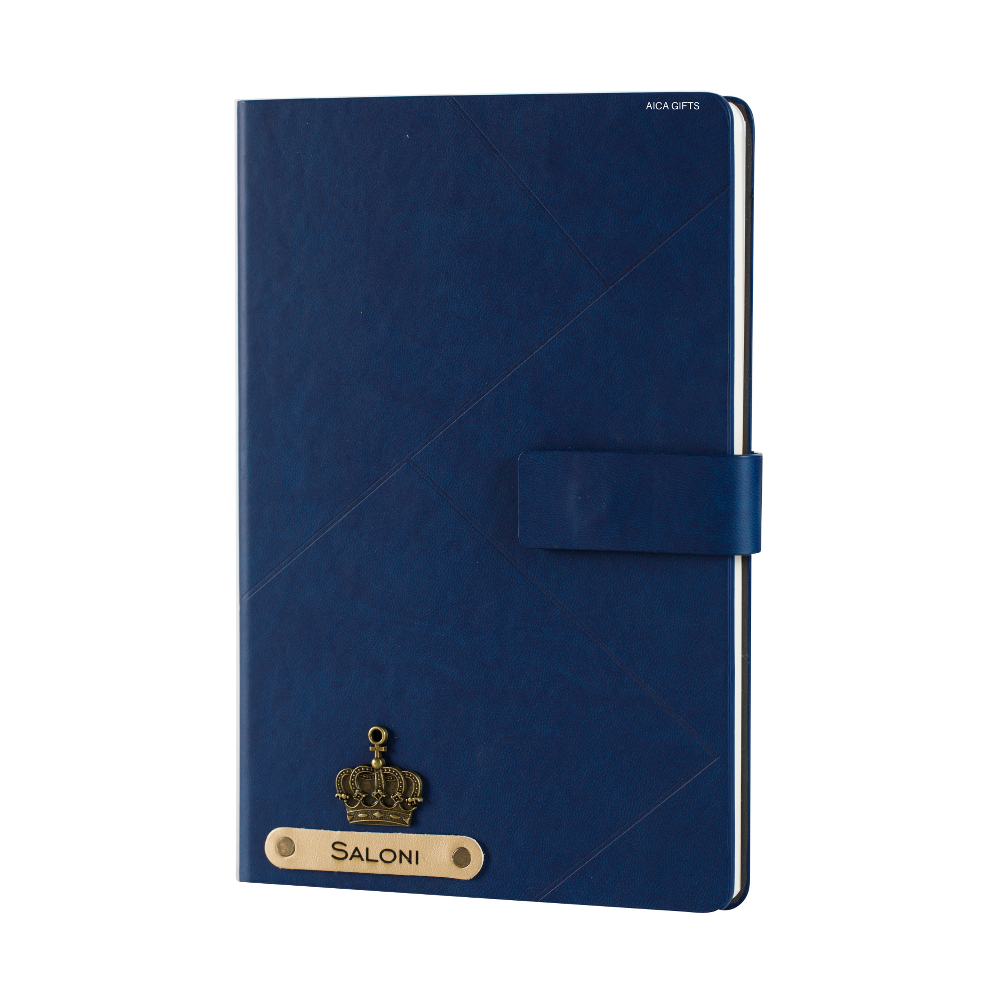 Personalized Self Design Leather Diary - A5 Size 160 Pages (Navy Blue)