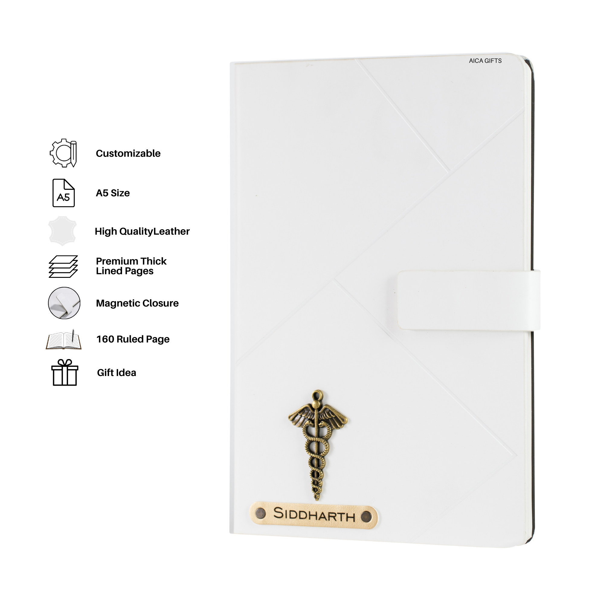 Personalized Self Design Diary - A5 Size 160 Pages (White)