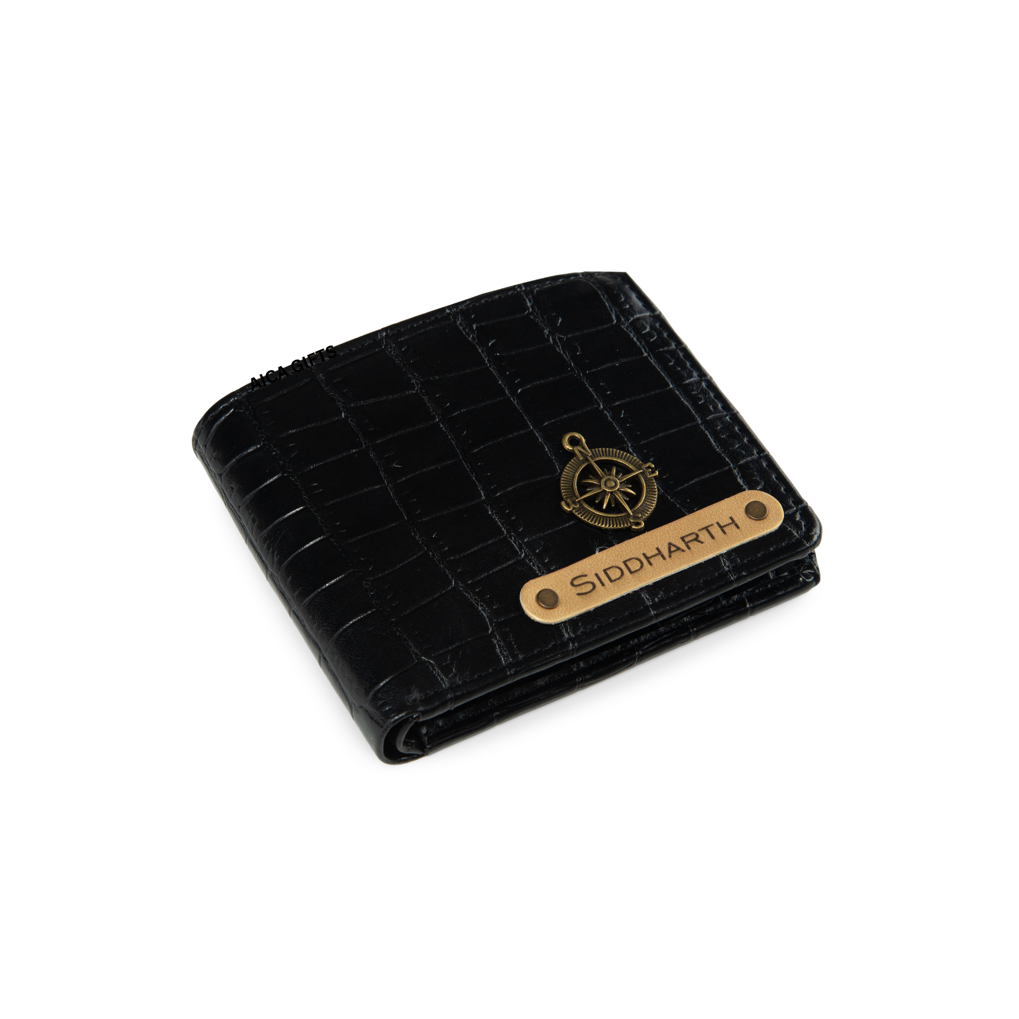 Personalized Self–Textured Mens Wallet (Black)