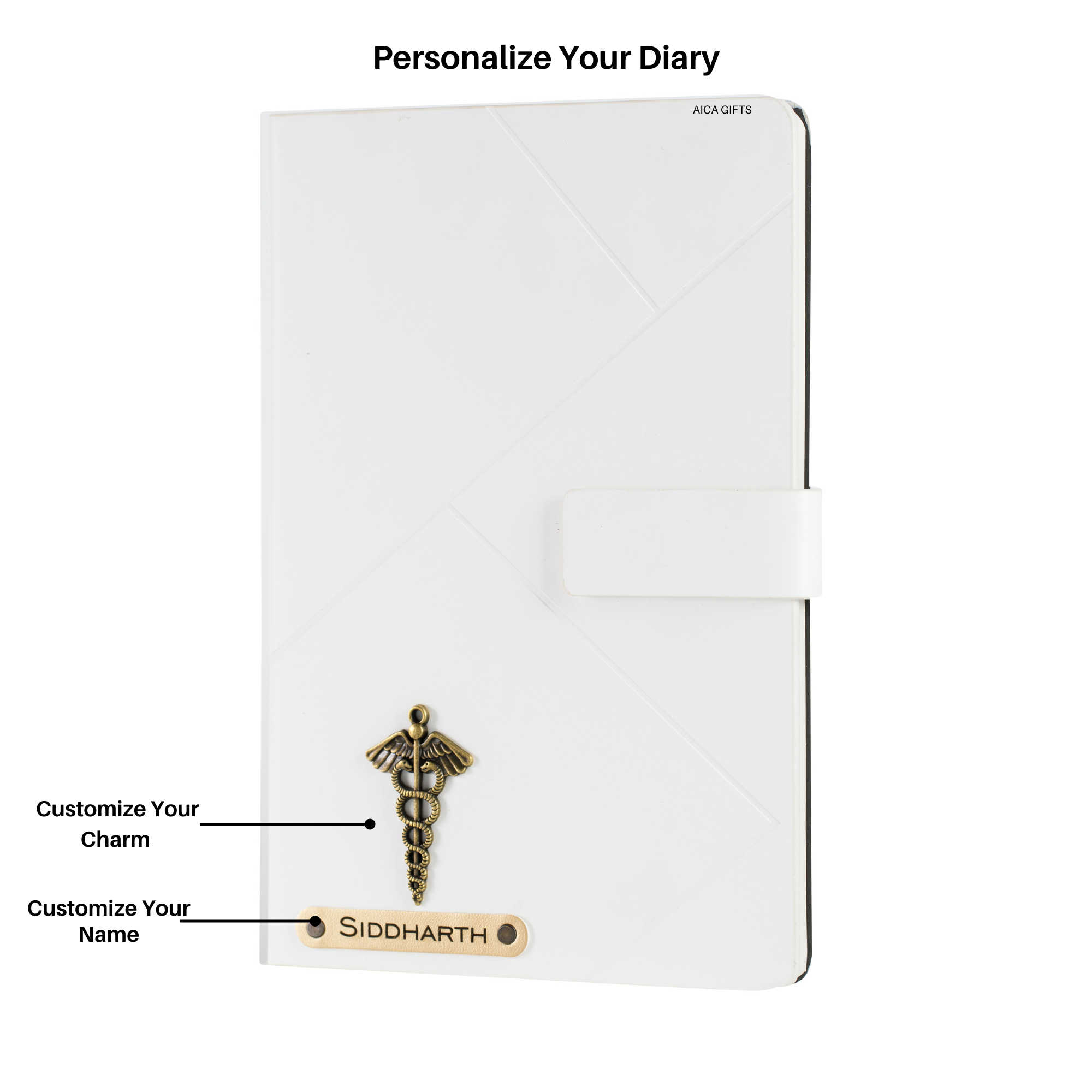 Personalized Self Design Diary - A5 Size 160 Pages (White)