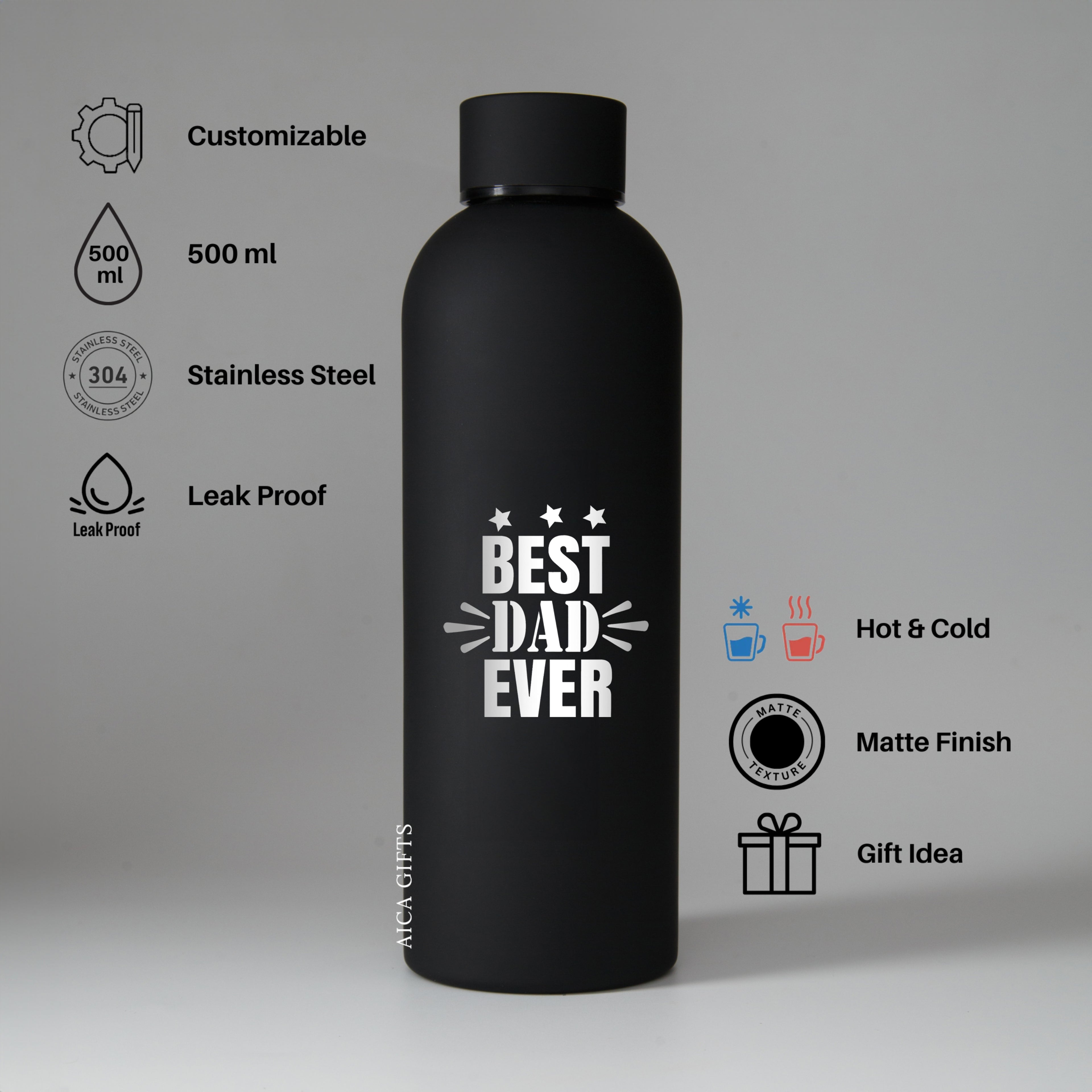 Best Dad Ever Bottle - Black
