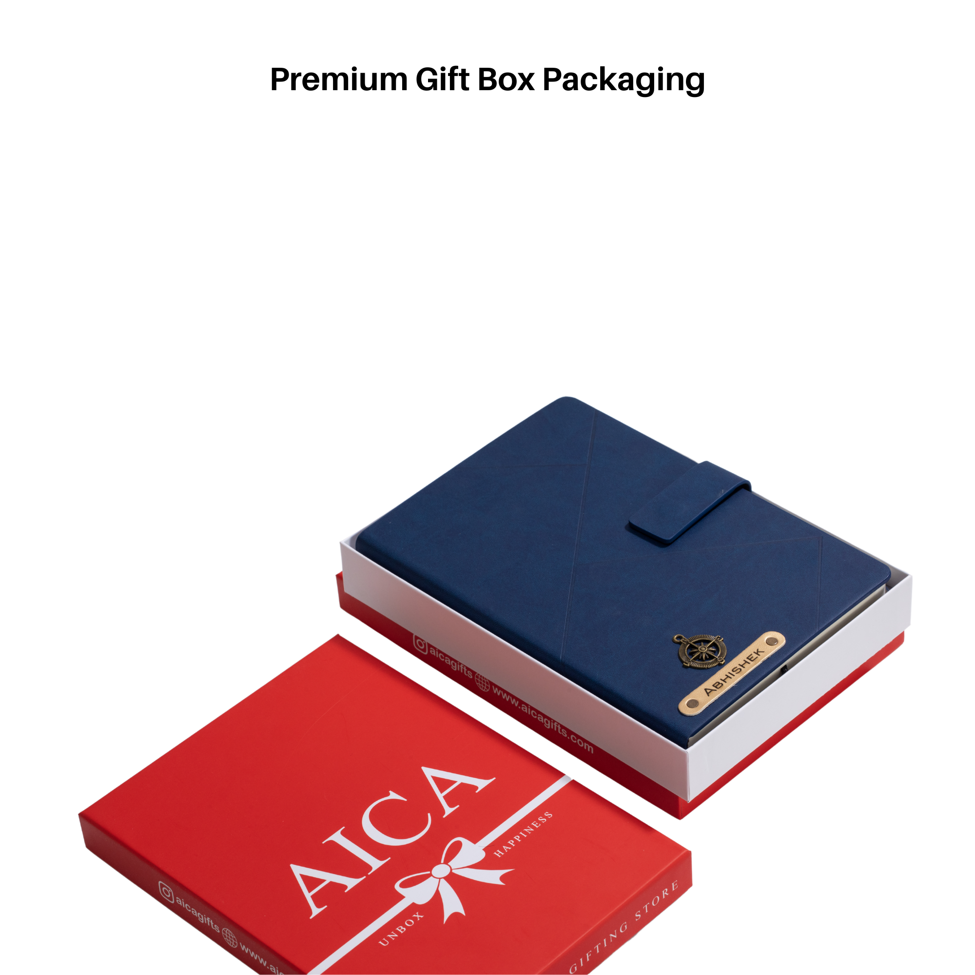Personalized Self Design Leather Diary - A5 Size 160 Pages (Navy Blue)
