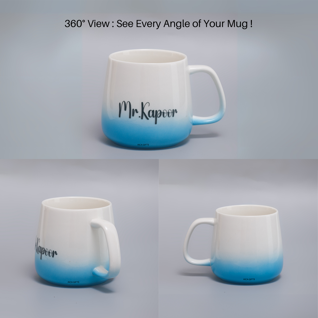 AICA Personalized Mr Mrs Couple Coffee Mugs Set 350ml |Customized Gift for Valentine Wedding Birthday Anniversary Gift for Husband Wife Girlfriend Boyfriend Groom Bride (Blue & Pink)