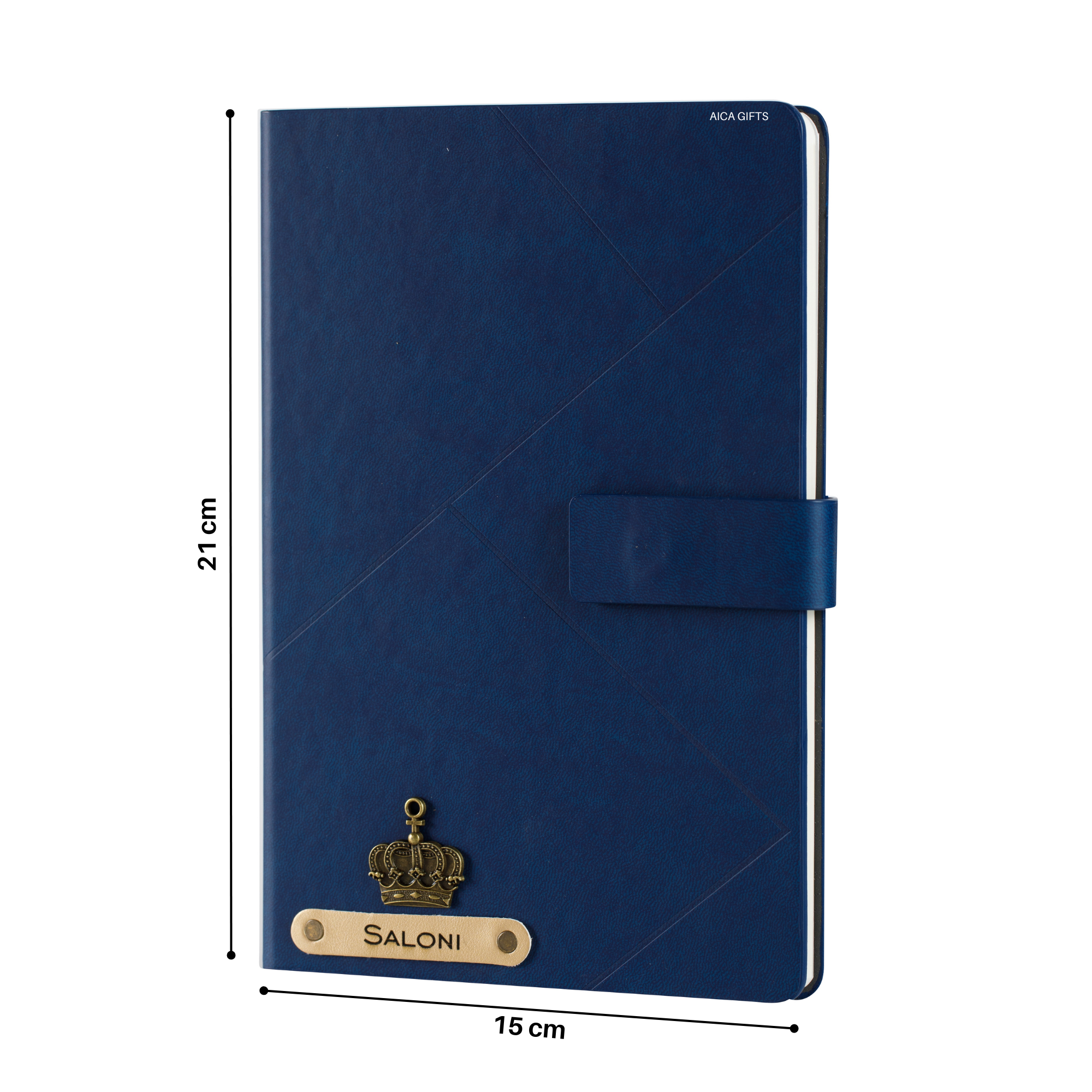 Personalized Self Design Leather Diary - A5 Size 160 Pages (Navy Blue)