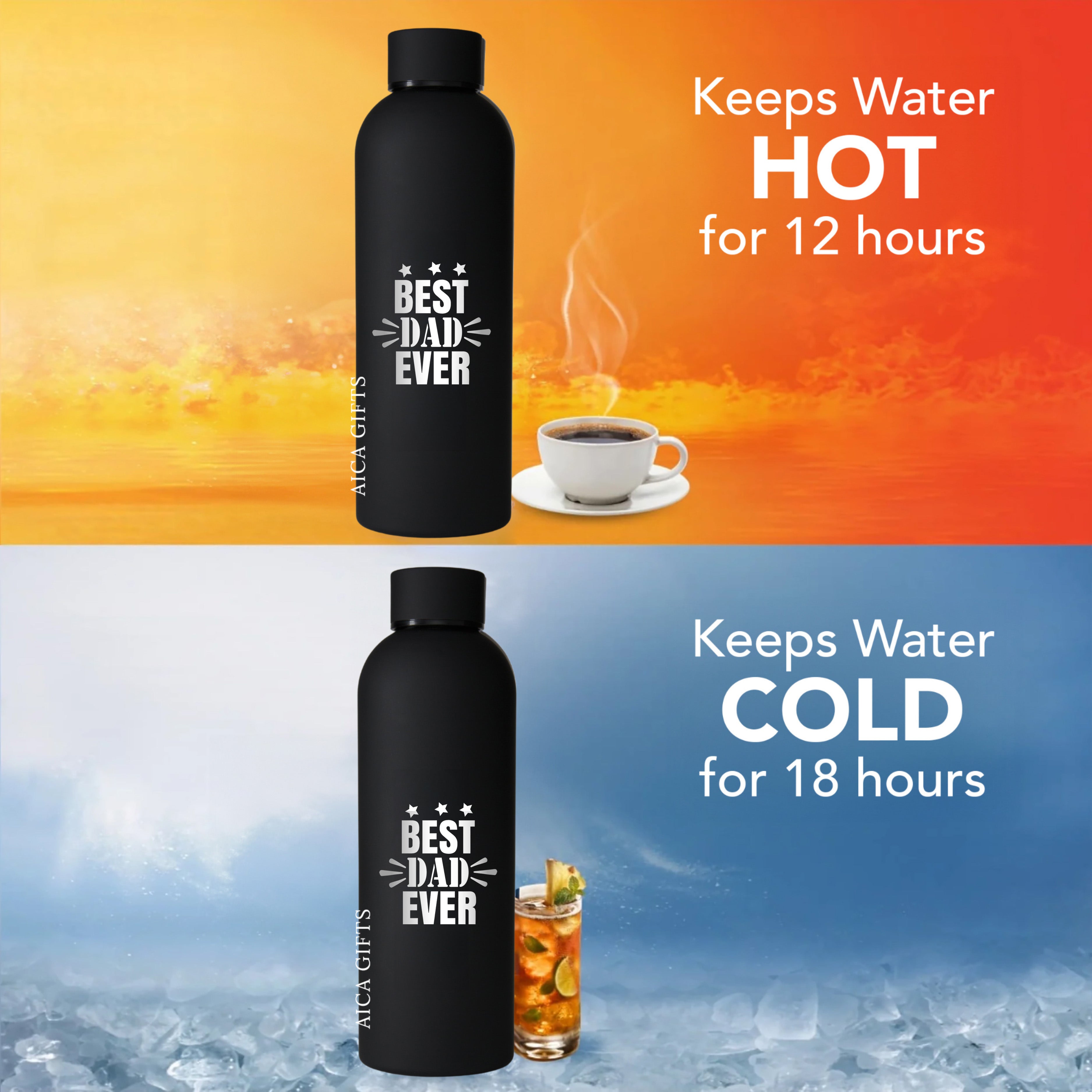 Best Dad Ever Bottle - Black