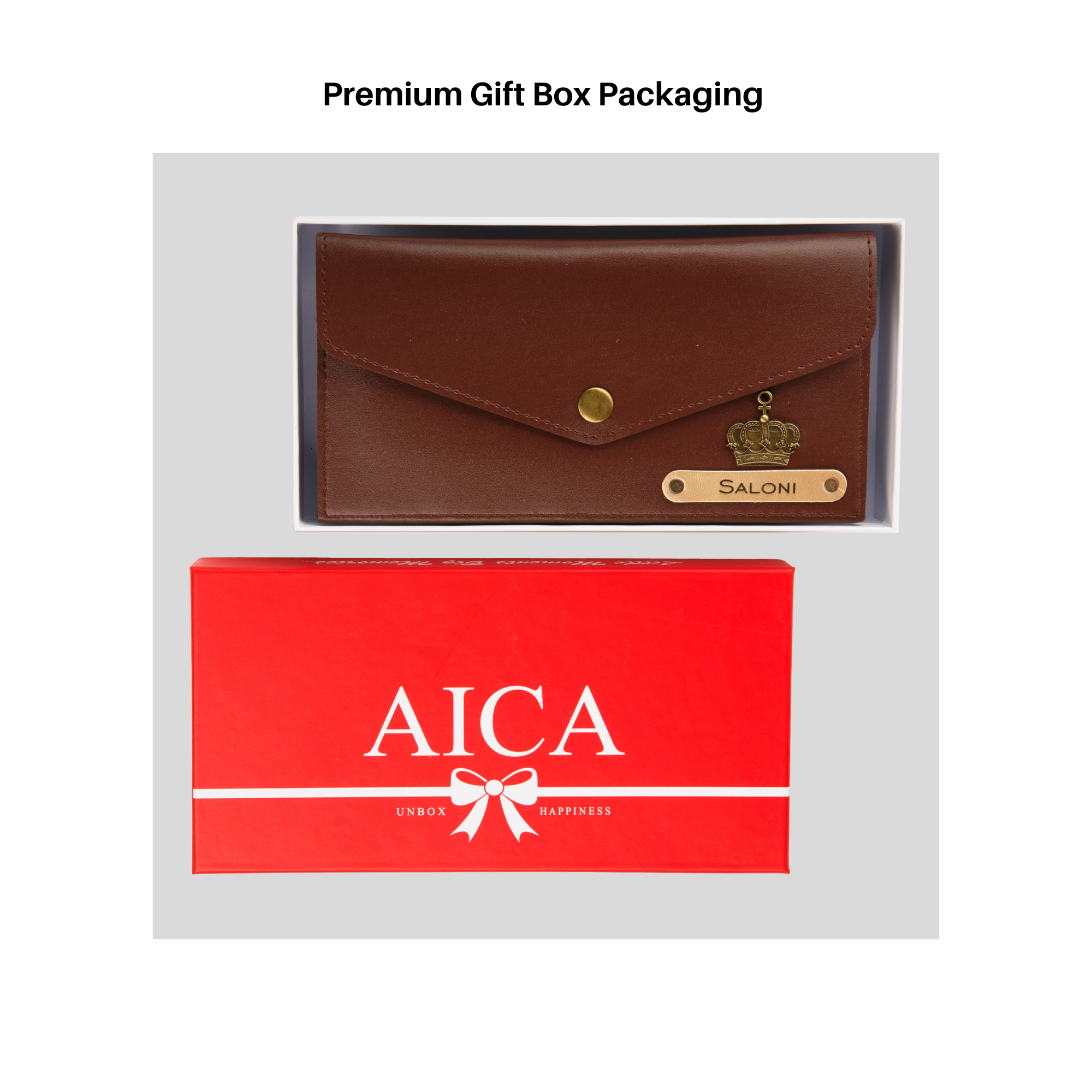 AICA Personalised Name & Charm Leather Wallet Gift for Women (Babyblue) | Womens Day Gift for Ladies Women Wife Girlfriend Mom Sister