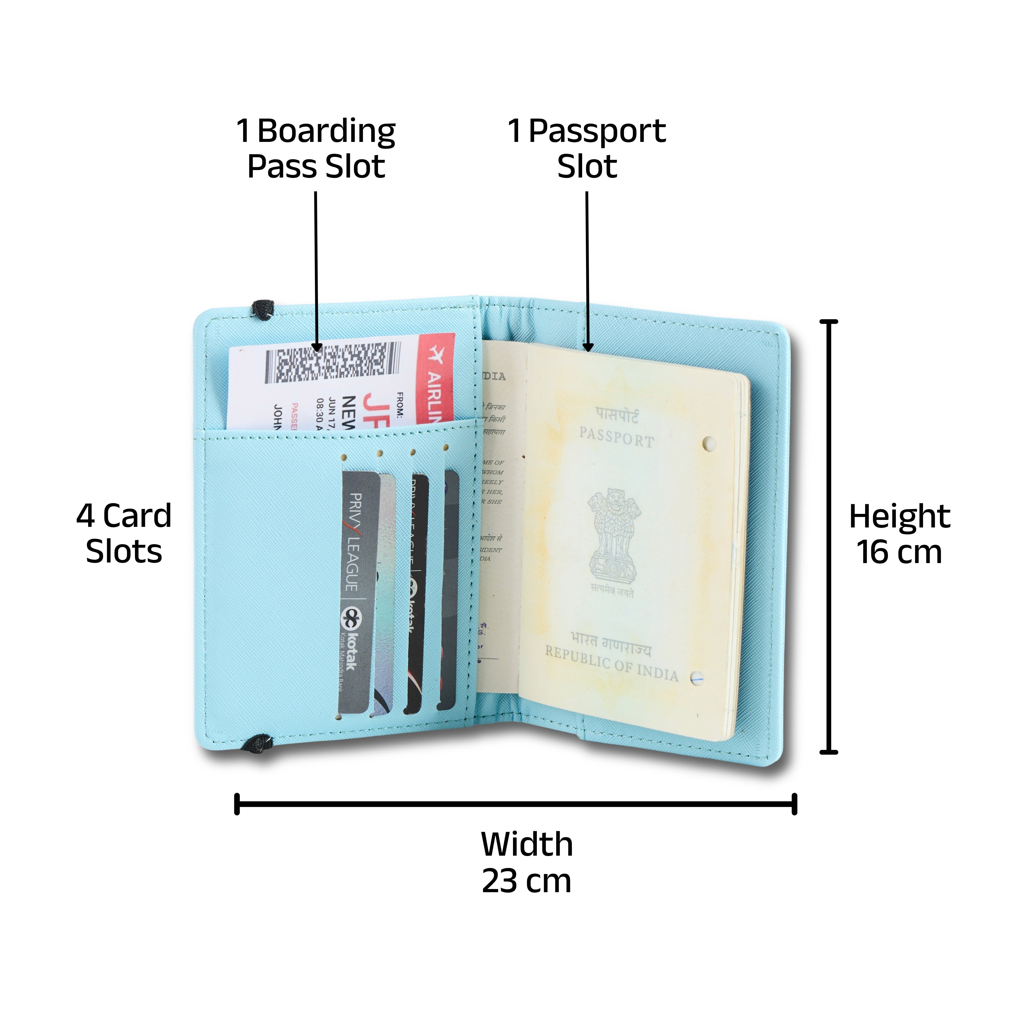 AICA Personalised Name & Charm Leather Passport Cover Holder for Men & Women (Babyblue) | Gifts for Man | Gift for Woman | Return Gifts for Birthday | Passport Cover for Men & Women