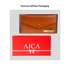 AICA Personalised Name & Charm Leather Wallet Gift for Women (TanBrown) | Customise Wallet Gifts for Women