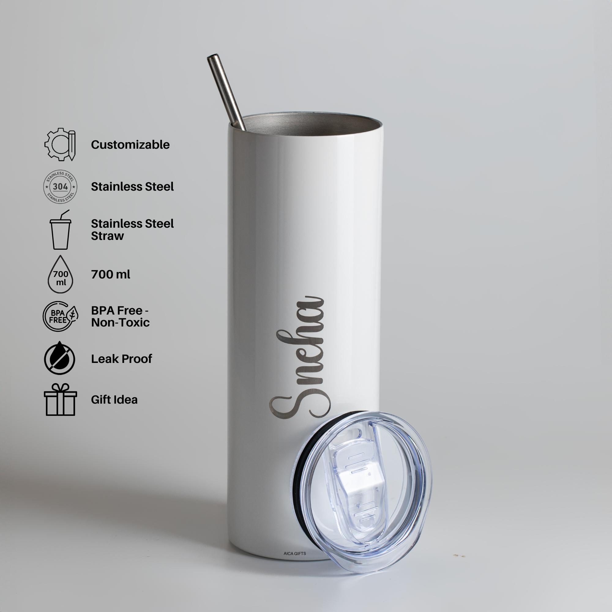 Personalized Sipper Tumbler -White