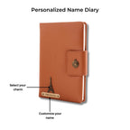 AICA Personalized Name & Charm Leather Notebook Diary -A5 Size, 200 Ruled Pages (Black)|Customized Christmas Secret Santa Daily Journal Diaries Diary Gifts for Men Women Friends Family Office Staff