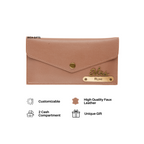 AICA Personalised Name & Charm Leather Wallet Gift for Women (Bedge Brown) | Gifts for Mom Sister Girl Friends