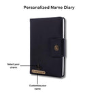 AICA Personalized Name & Charm Leather Notebook Diary -A5 Size, 200 Ruled Pages (Black)|Customized Christmas Secret Santa Daily Journal Diaries Diary Gifts for Men Women Friends Family Office Staff