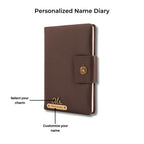 AICA Personalized Name & Charm Leather Notebook Diary -A5 Size, 200 Ruled Pages (Black)|Customized Christmas Secret Santa Daily Journal Diaries Diary Gifts for Men Women Friends Family Office Staff