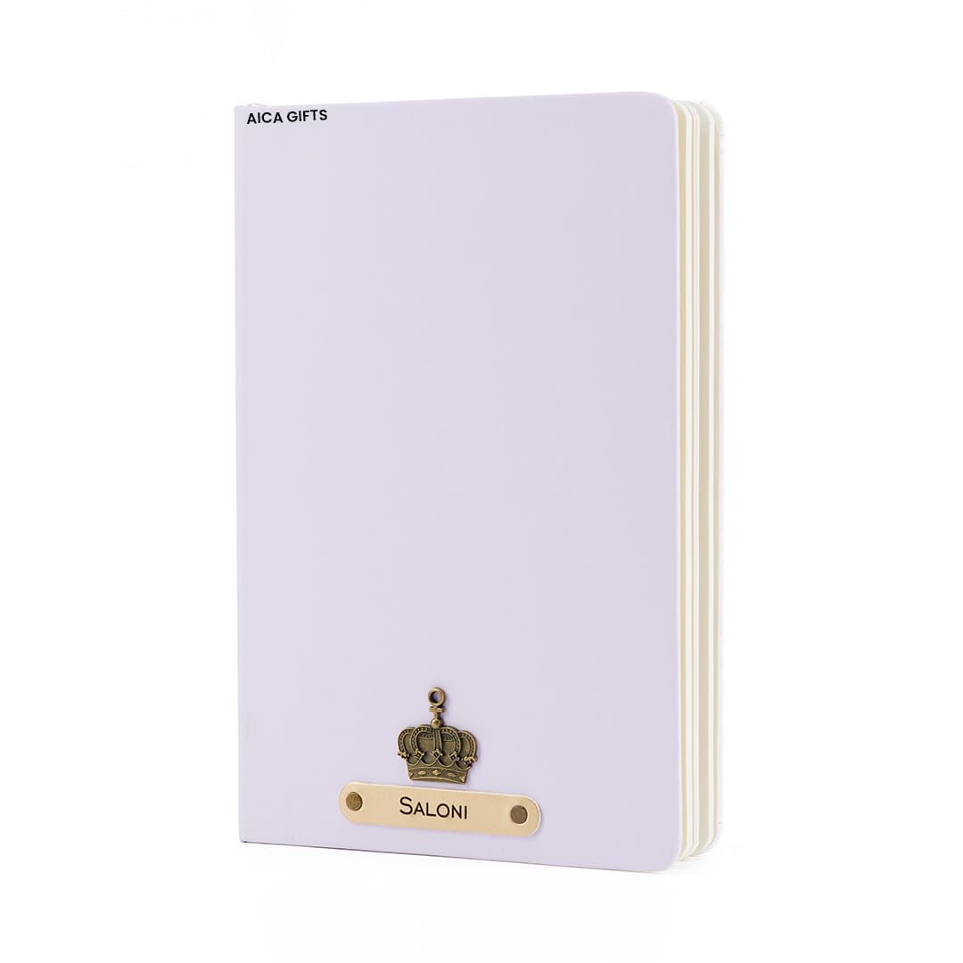 AICA Personalized Name & Charm Leather Notebook Diary -A5 Size, 180 Ruled Pages All