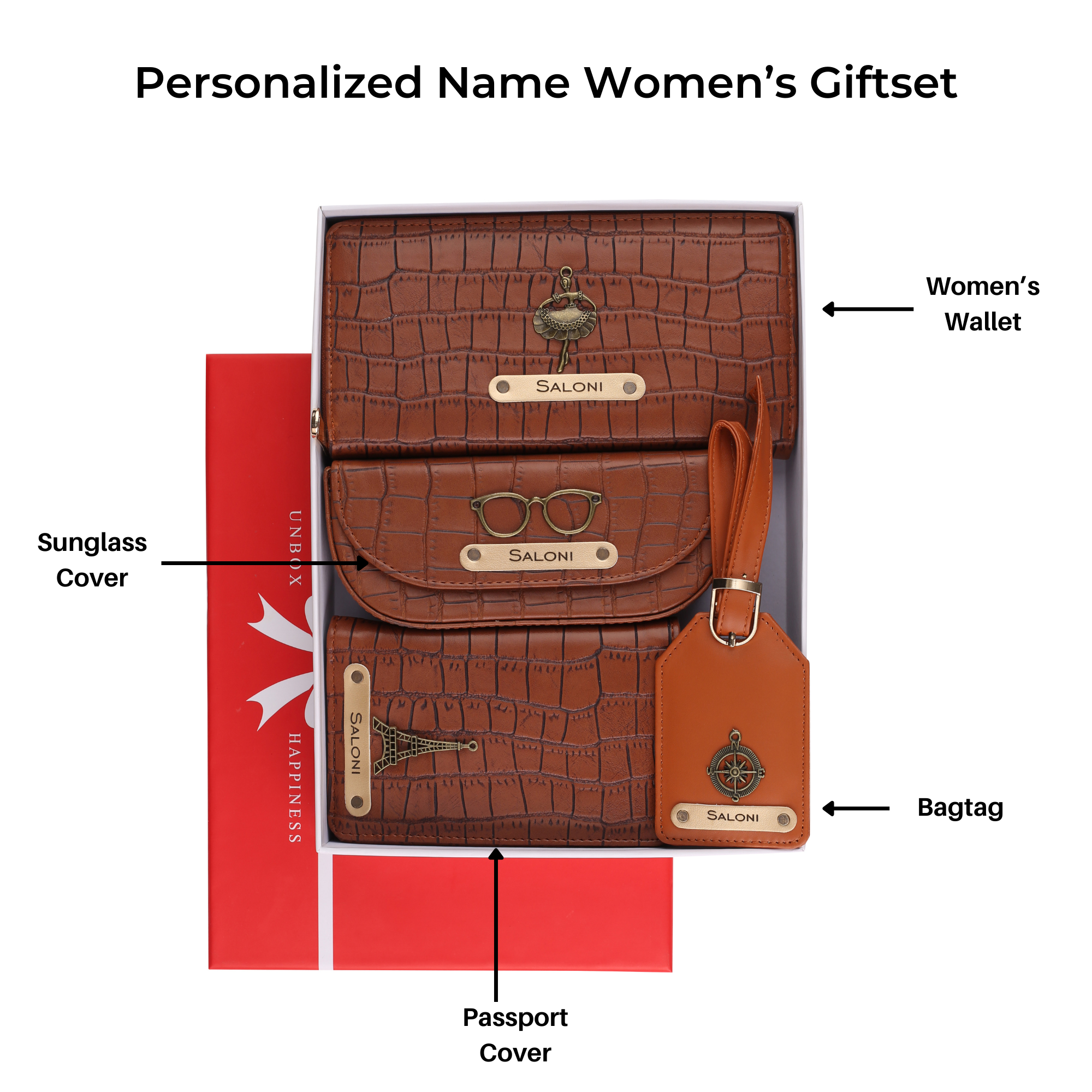 Personalized Self-Textured Womens GiftSet (TanBrown)