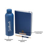 Load image into Gallery viewer, Personalized Diary Pen &amp; Bottle – 3pcsGift Set (Navy Blue)
