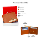Aica Personalized Name & Charm Leather Men's Combo (Tan Brown)