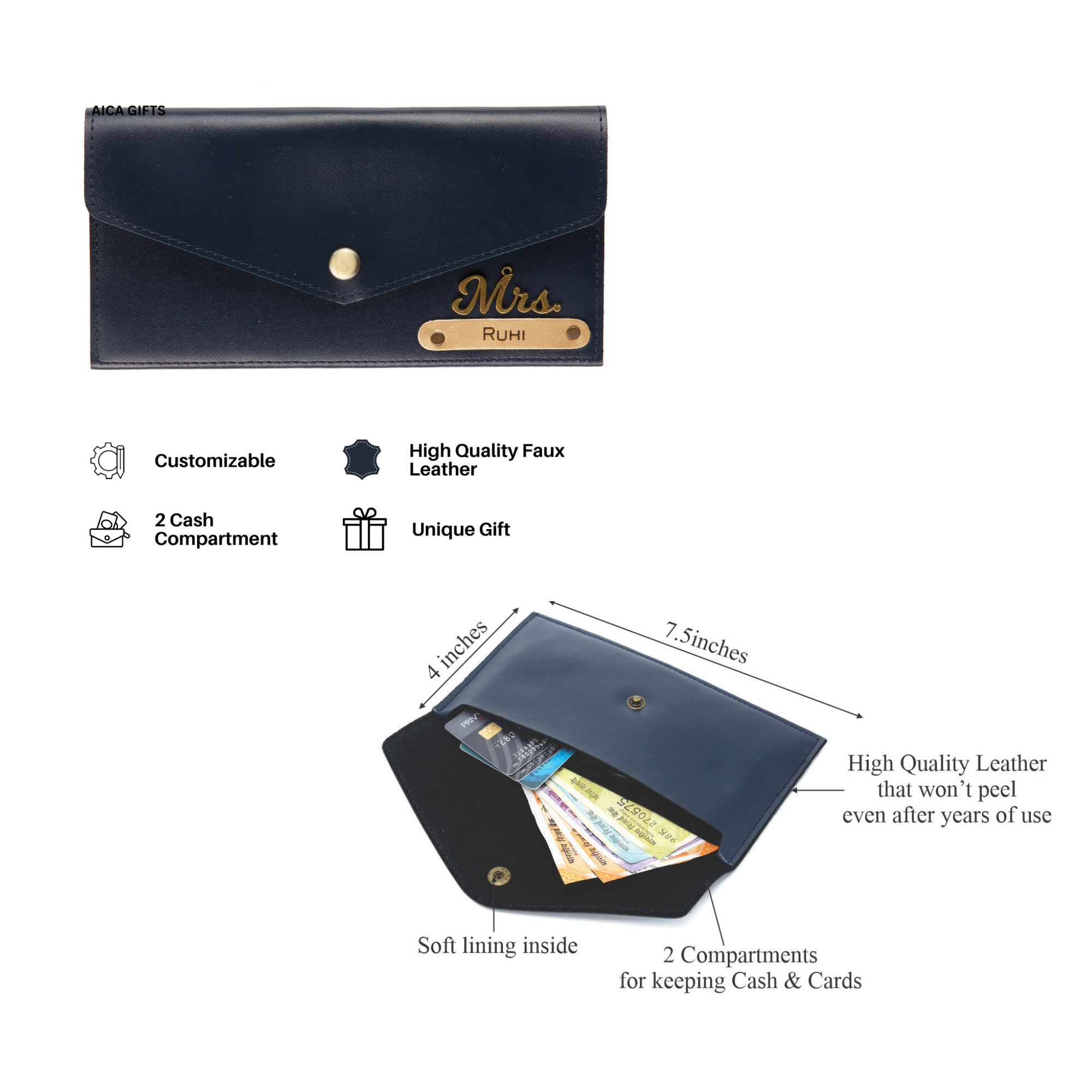 Personalized 4pc Womens Combo Giftset (Navy Blue)