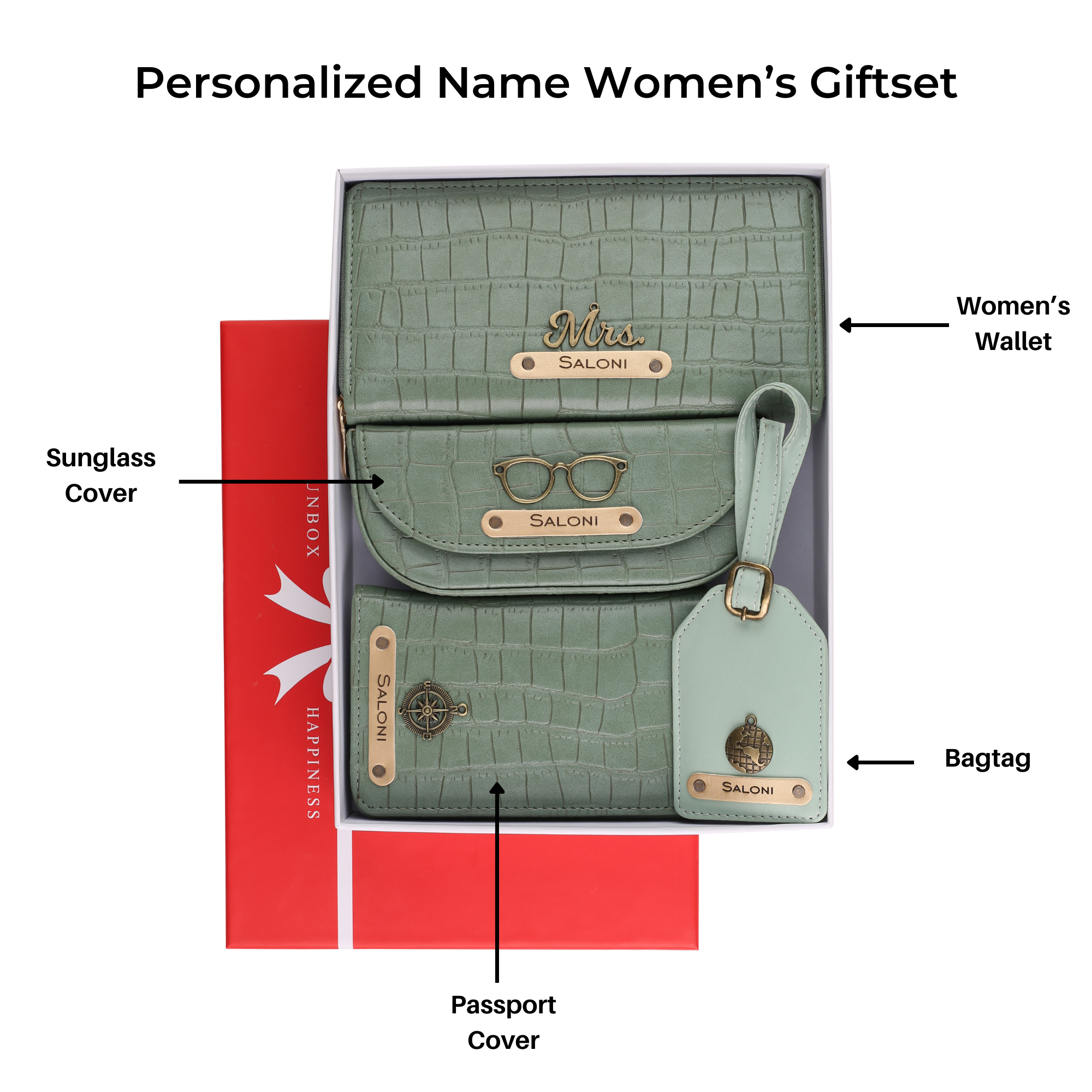 Personalized Self-Textured Womens GiftSet (MintGreen)
