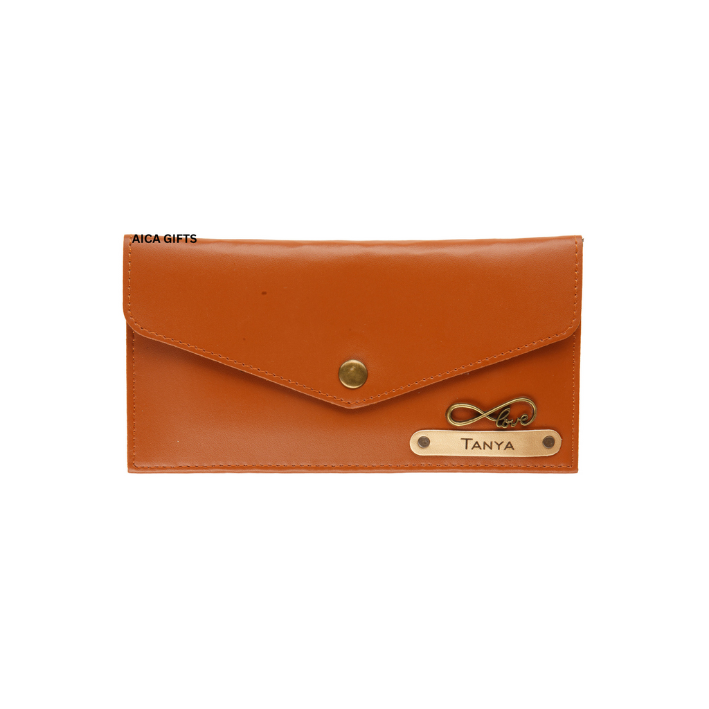 AICA Personalised Name & Charm Leather Wallet Gift for Women (TanBrown) | Customise Wallet Gifts for Women