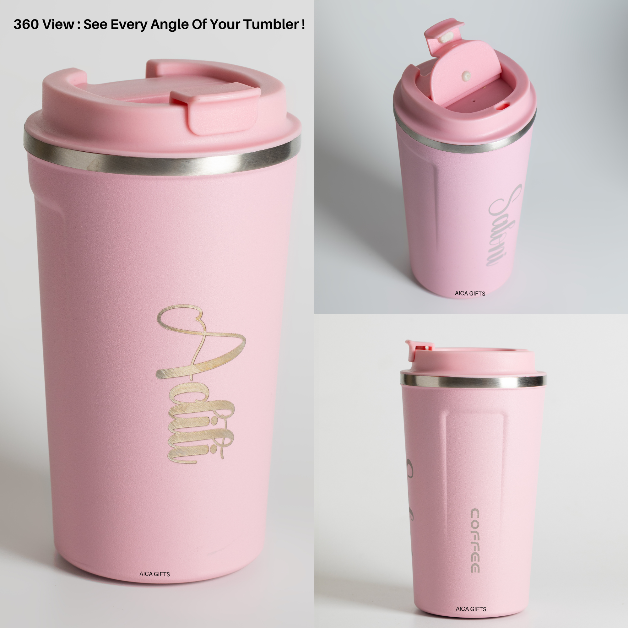 Personalized Coffee Tumbler– Baby Pink