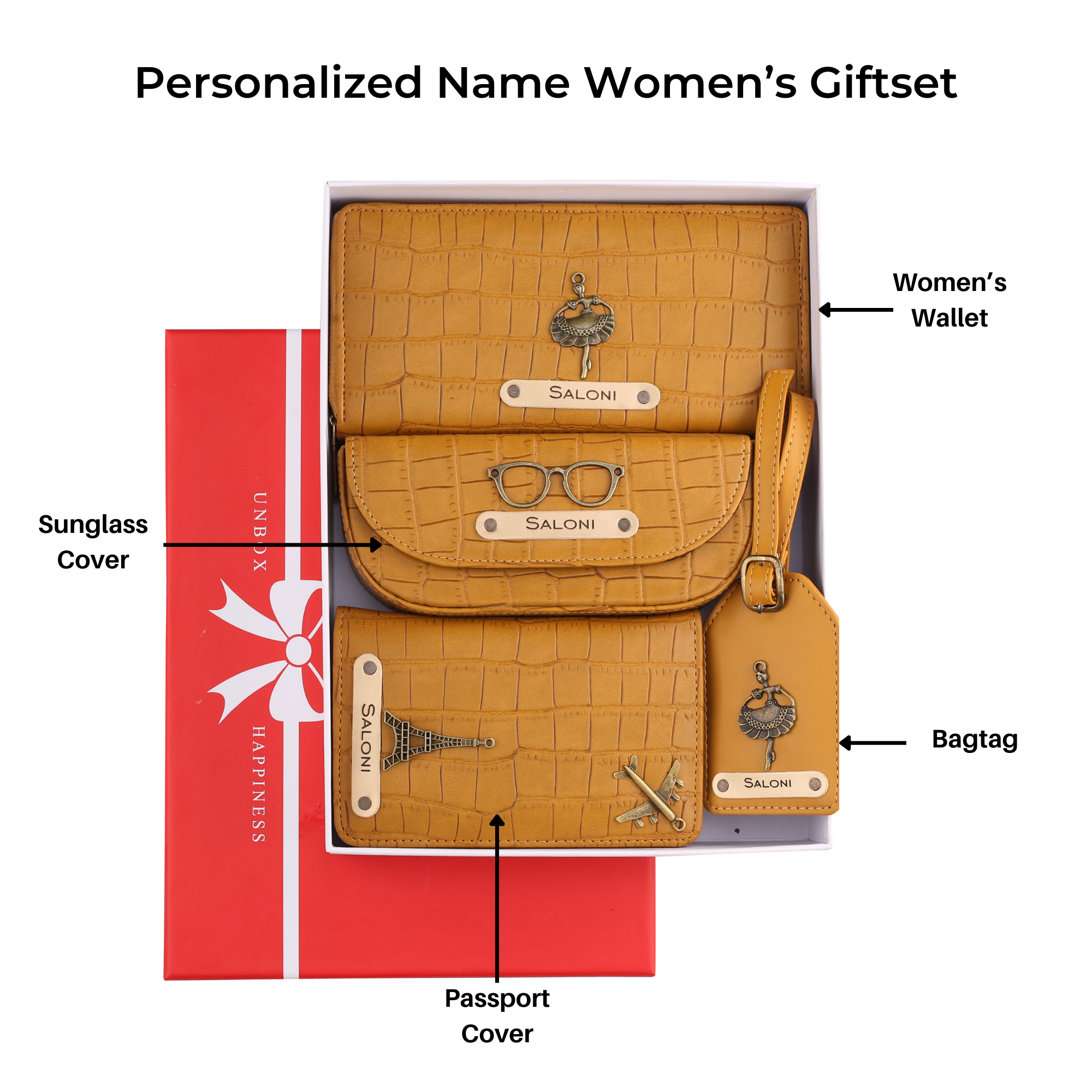 Personalized Self-Textured Womens Giftset (Yellow)