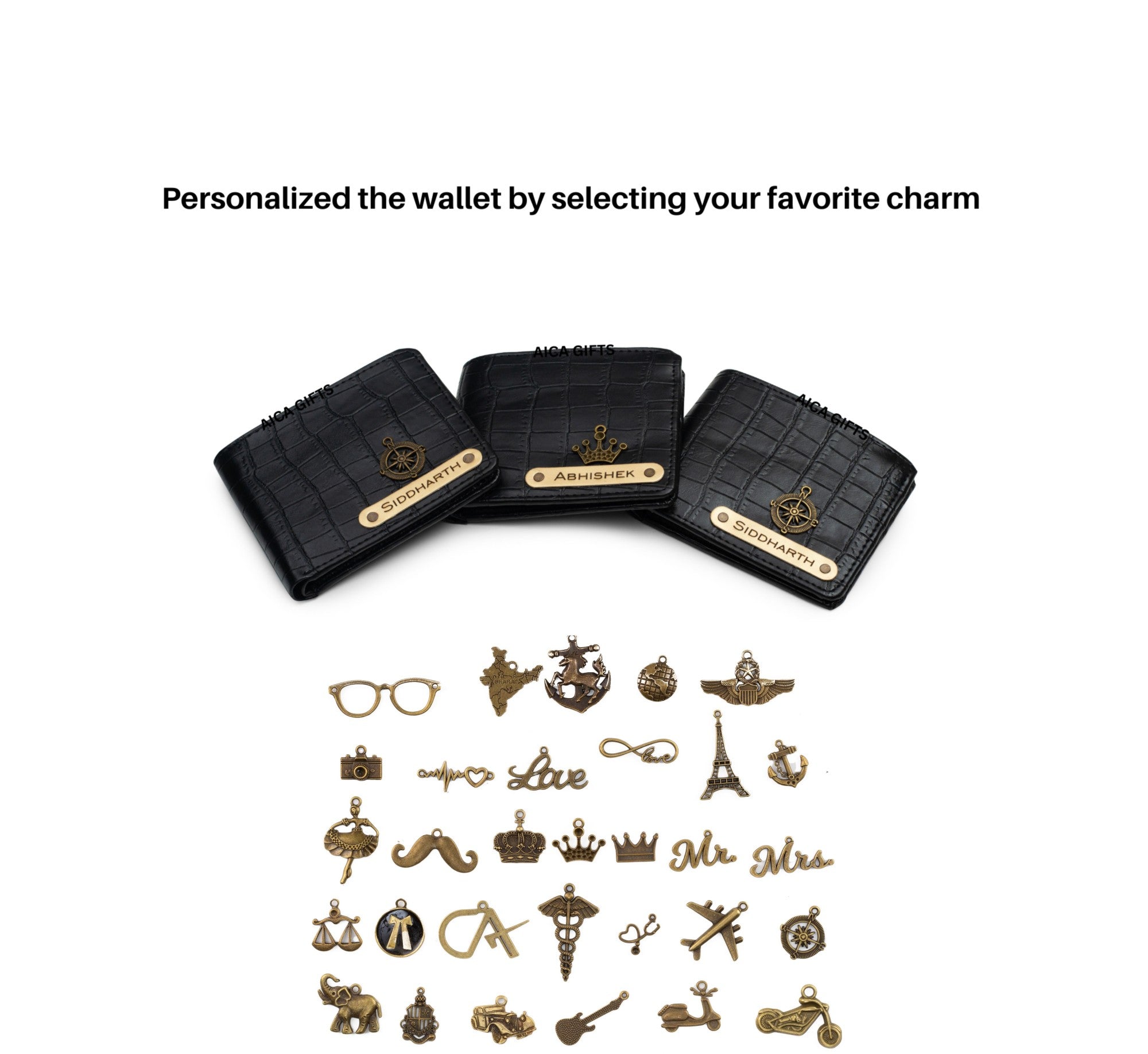 Personalized Self–Textured Mens Wallet (Black)