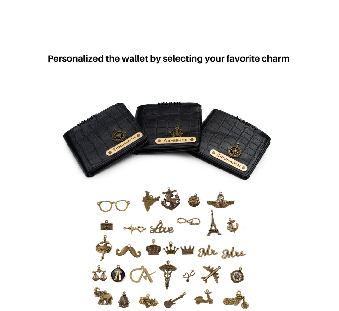 Personalized Self–Textured Mens Wallet (Black)