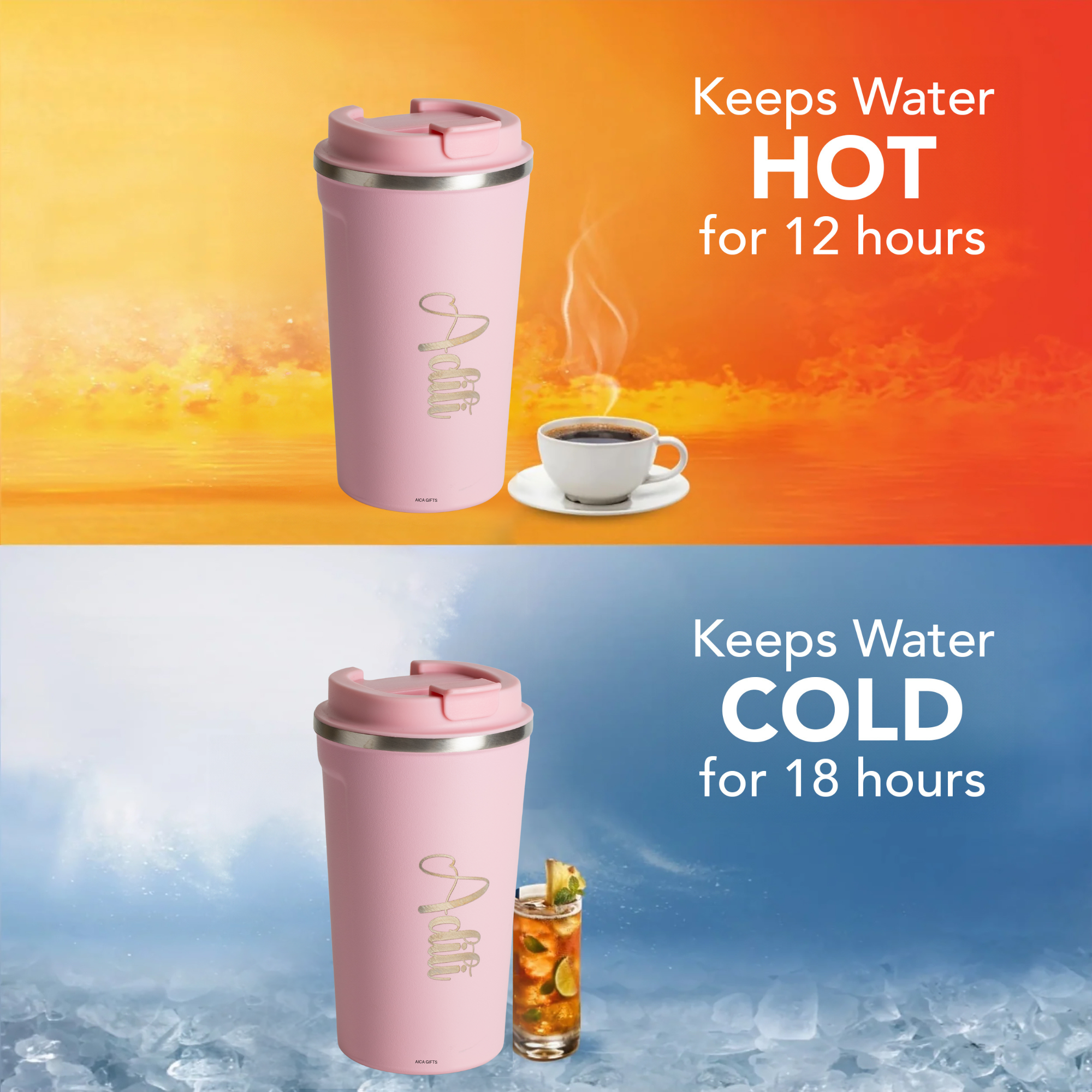 Personalized Coffee Tumbler– Baby Pink