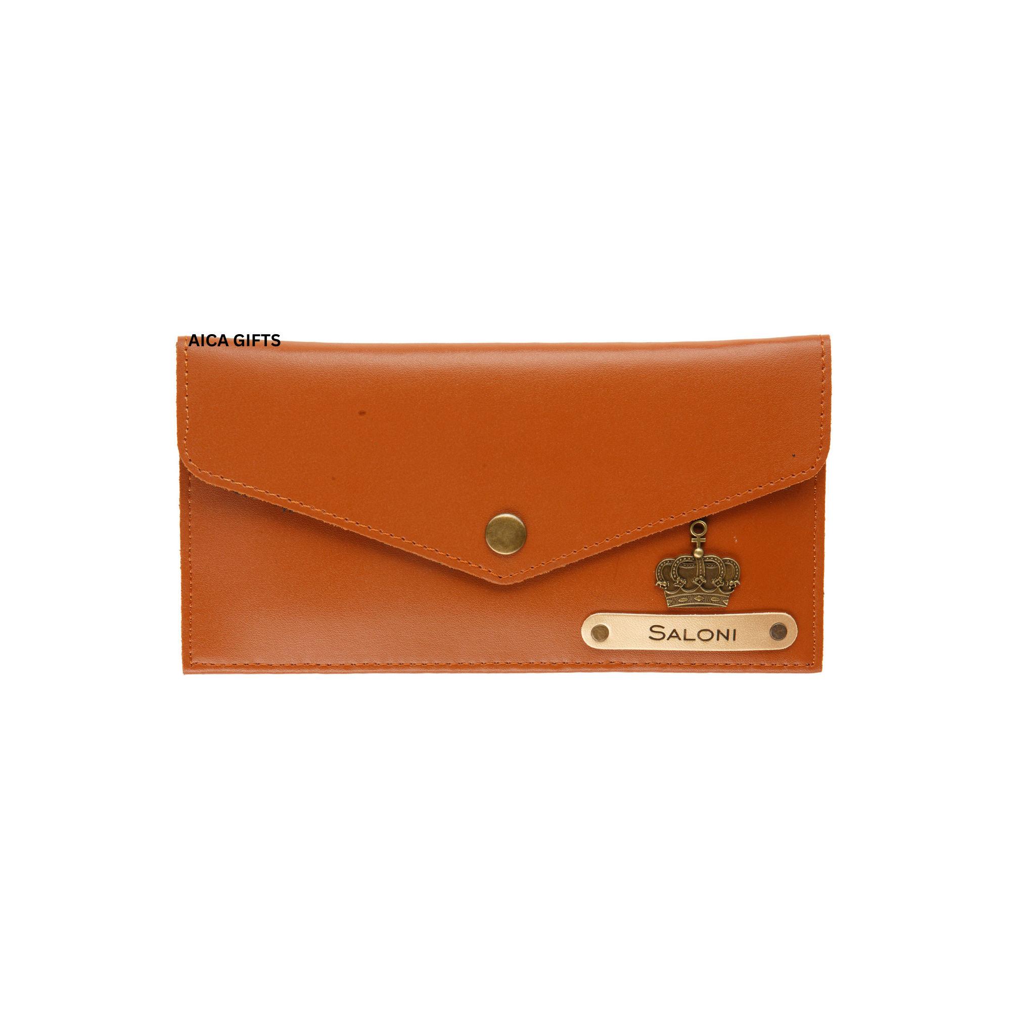 AICA Personalised Name & Charm Leather Wallet Gift for Women (TanBrown) | Customise Wallet Gifts for Women
