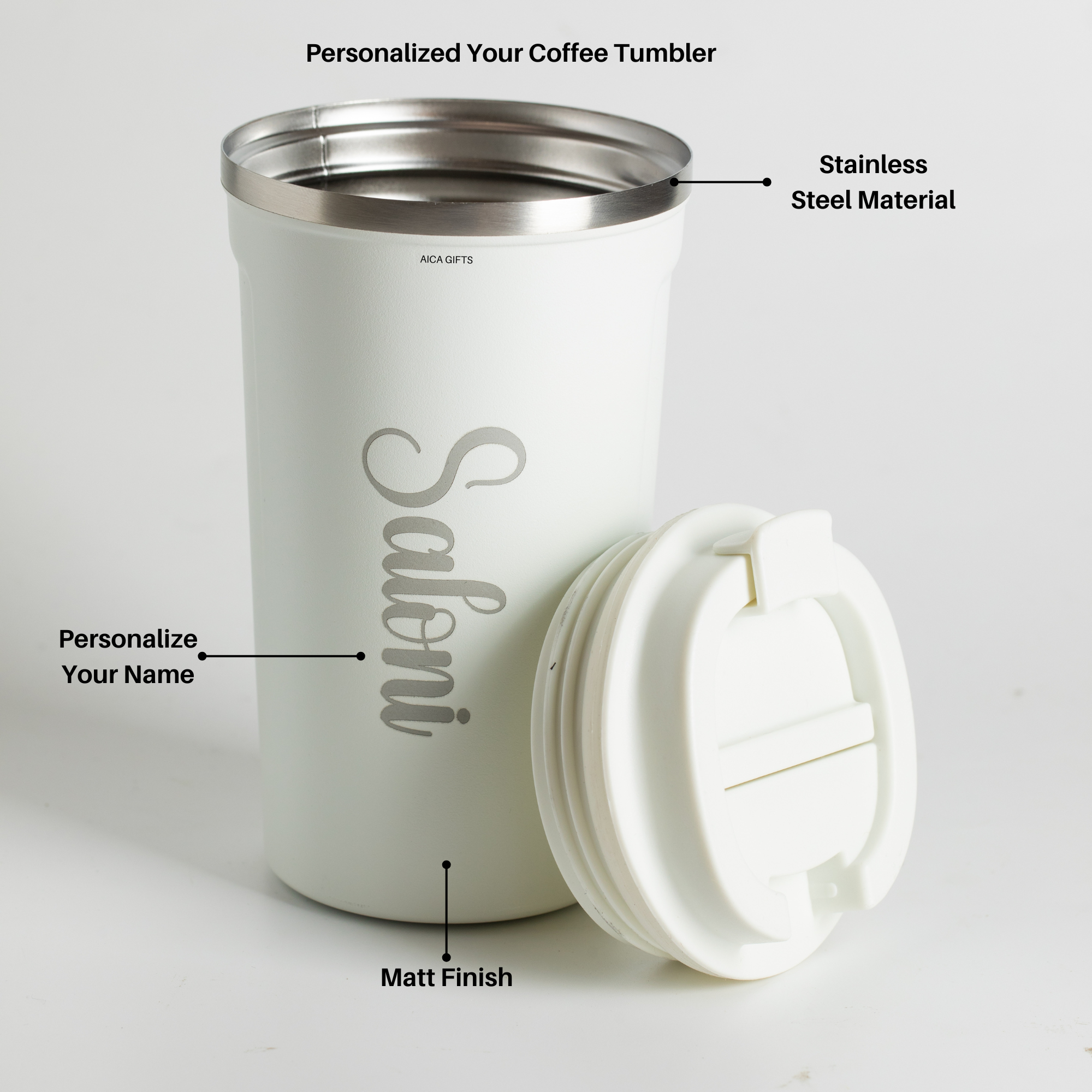Personalized Coffee Tumbler -White