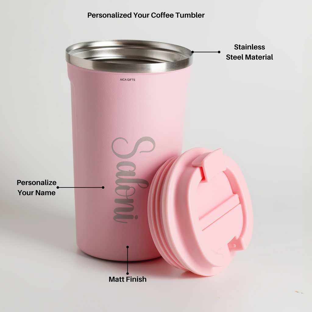 Personalized Coffee Tumbler– Baby Pink