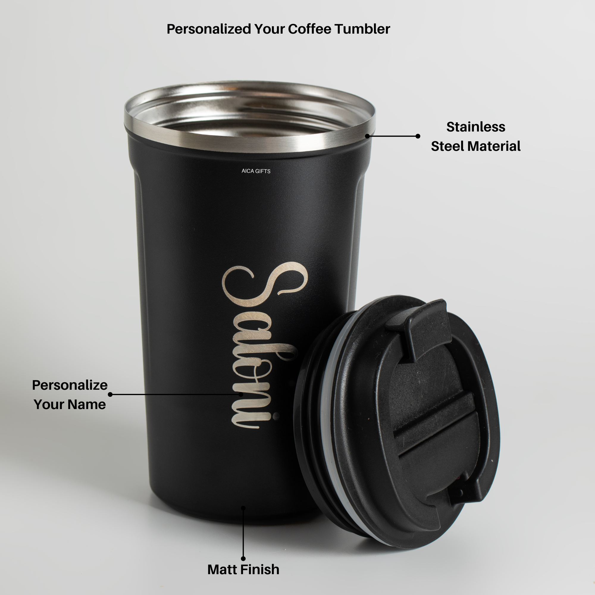 Personalized Coffee Tumbler -Black