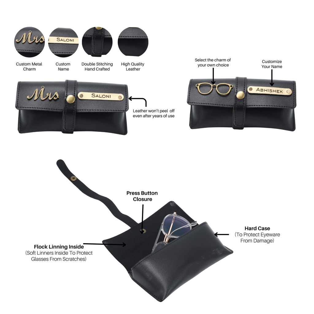Aica Personalized Name & Charm Leather Men's Combo (Black)