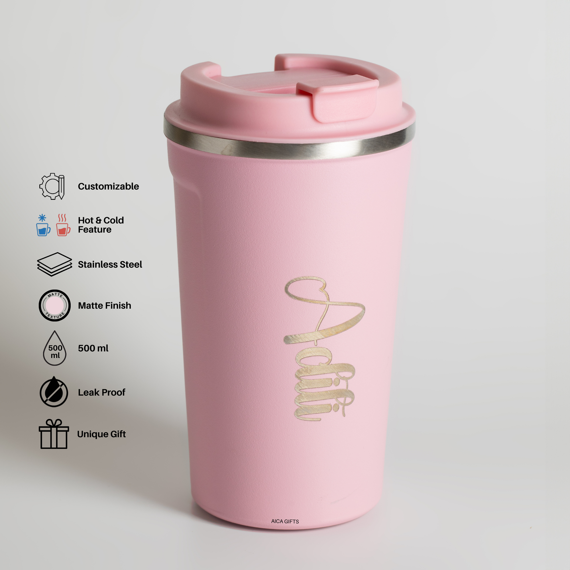 Personalized Coffee Tumbler– Baby Pink