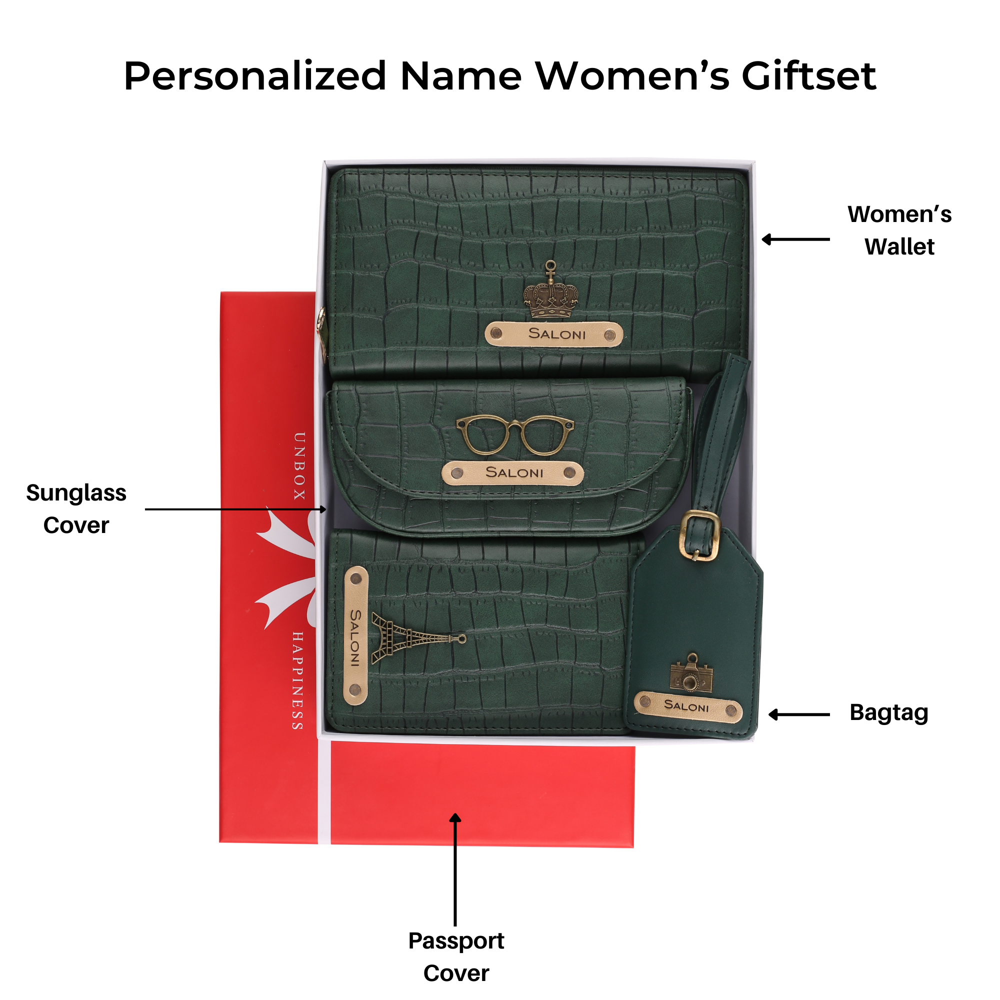 Personalized Self-Textured Womens GiftSet (DarkGreen)