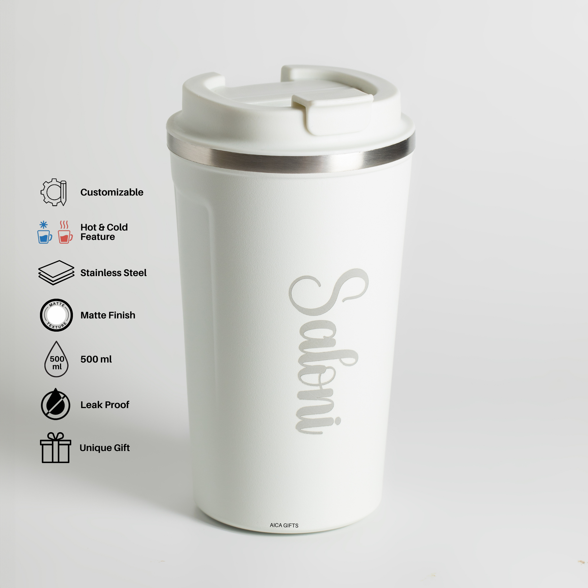 Personalized Coffee Tumbler -White