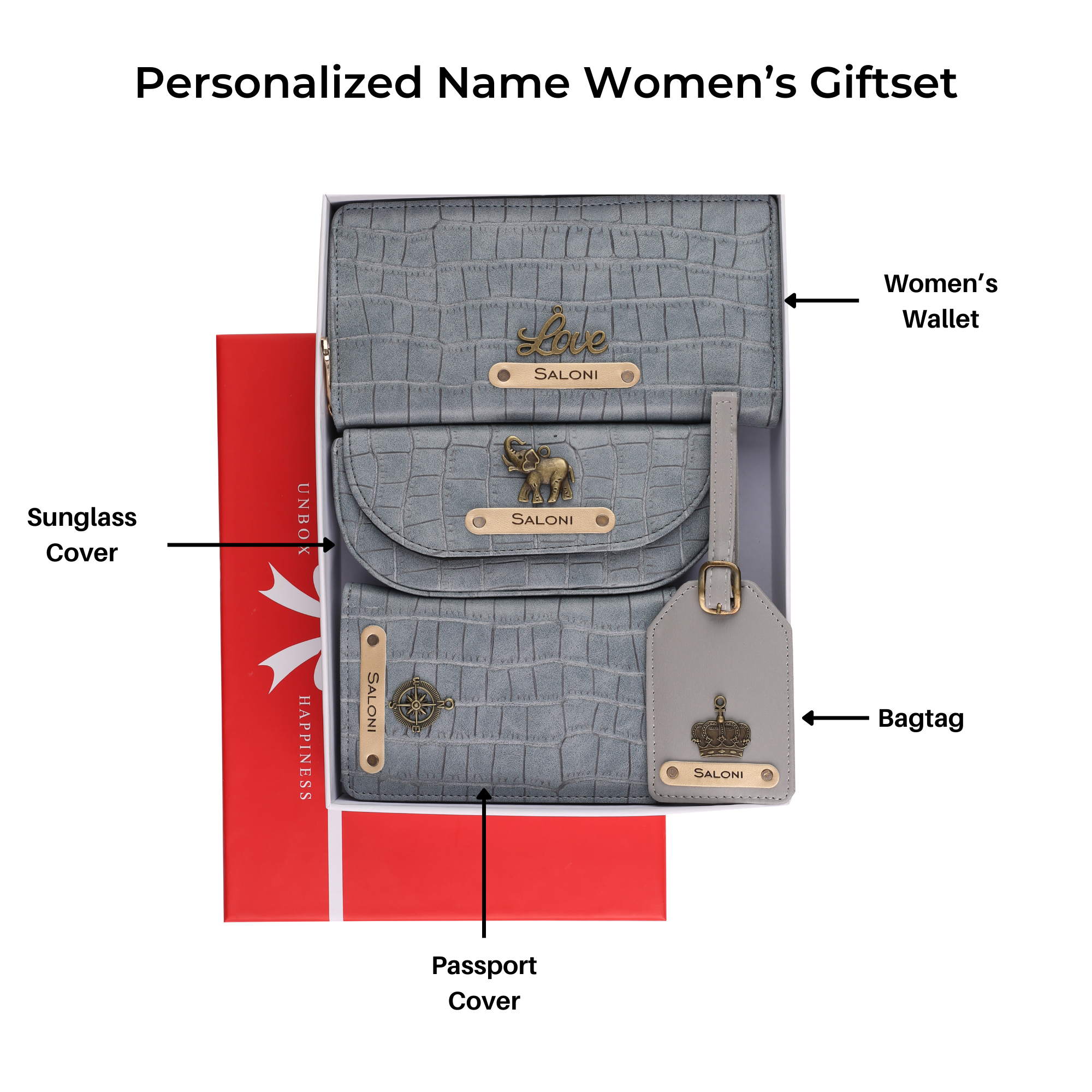 Personalized Self-Textured Womens GiftSet (Darkgrey)