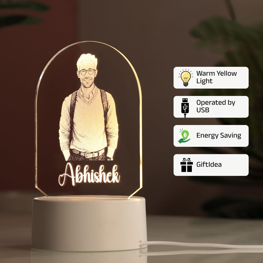 AICA Personalized Photo LED Lamp with Customised Name | Anniversary Birthday Marriage Wedding Gifts for Man Boyfriend Boys Husband