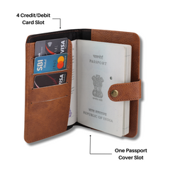 AICA Personalised Name & Charm Leather Passport Cover (Tanbrown)