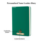 AICA Personalized Name & Charm Leather Notebook Diary -A5 Size, 180 Ruled Pages All